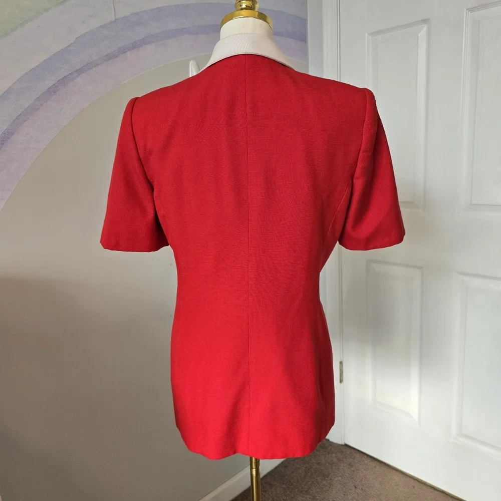 Preston & York Vintage | 8 | Vintage Red & White Long Blazer - Picture 5 of 16